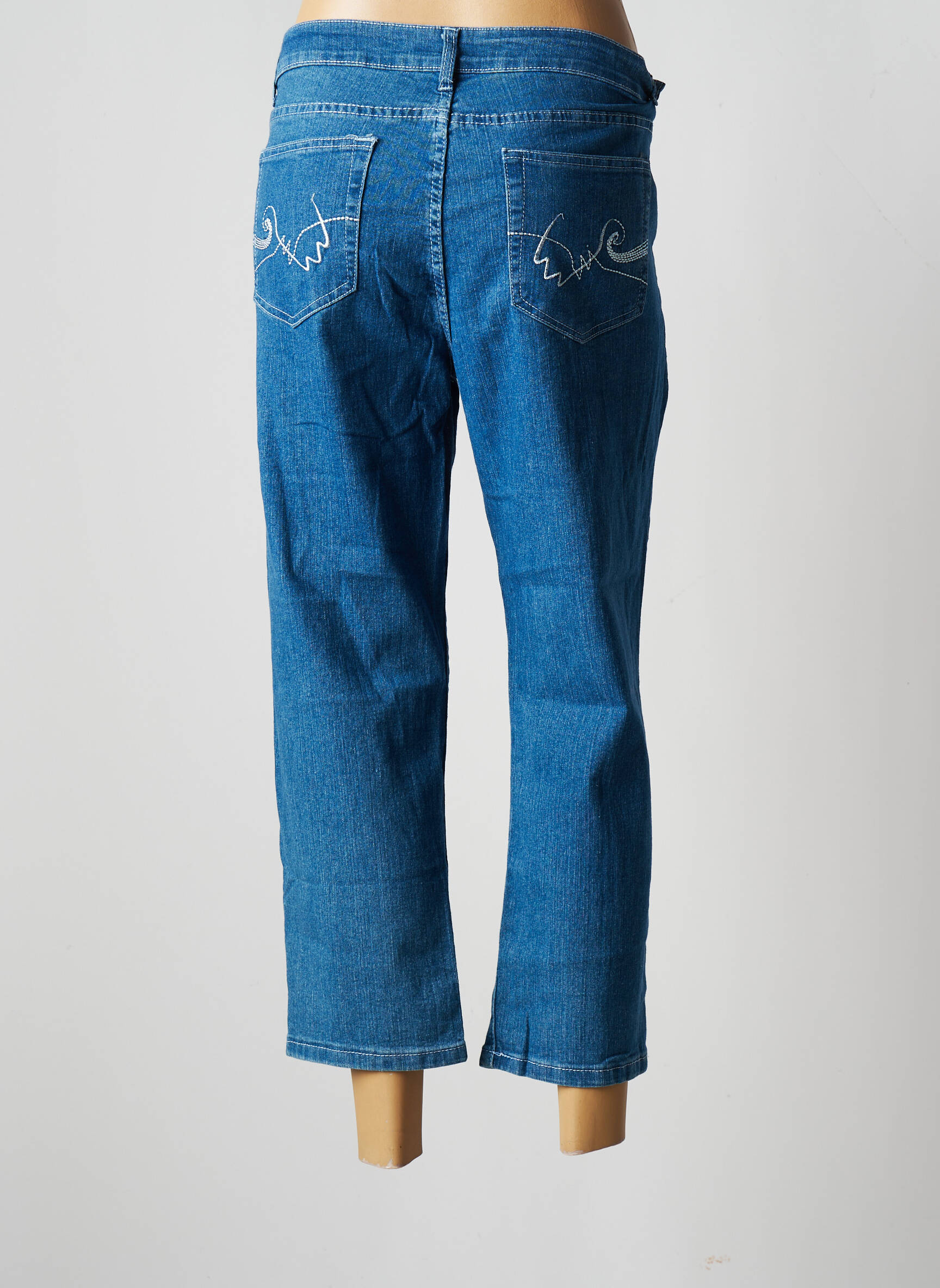 Cherry Berry Jeans Coupe Droite Femme couleur bleu