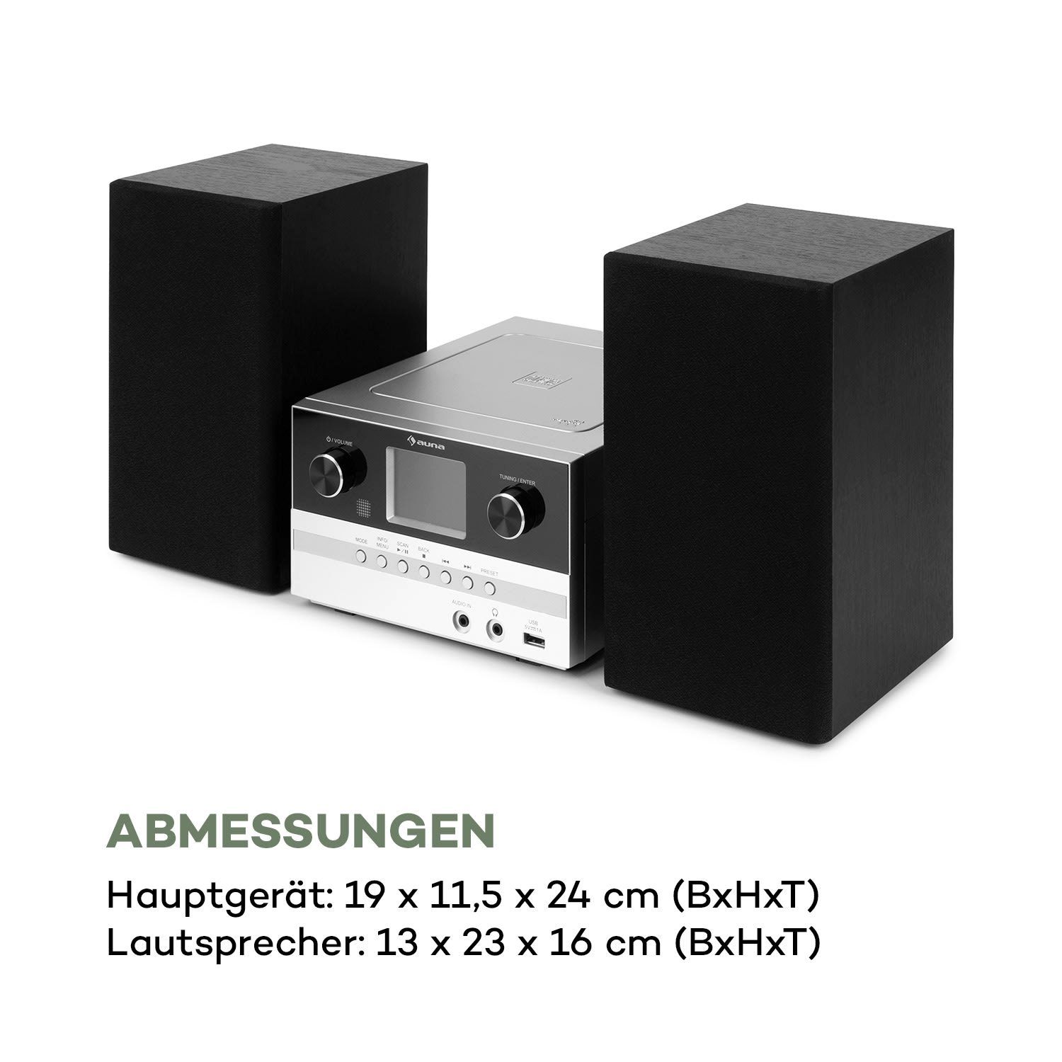Auna Connect System S Stereoanlage (Internet/DAB+/FM Radio, 5 W, Internetradio Küchenradio Digitalradio mit Bluetooth Musikanlage)