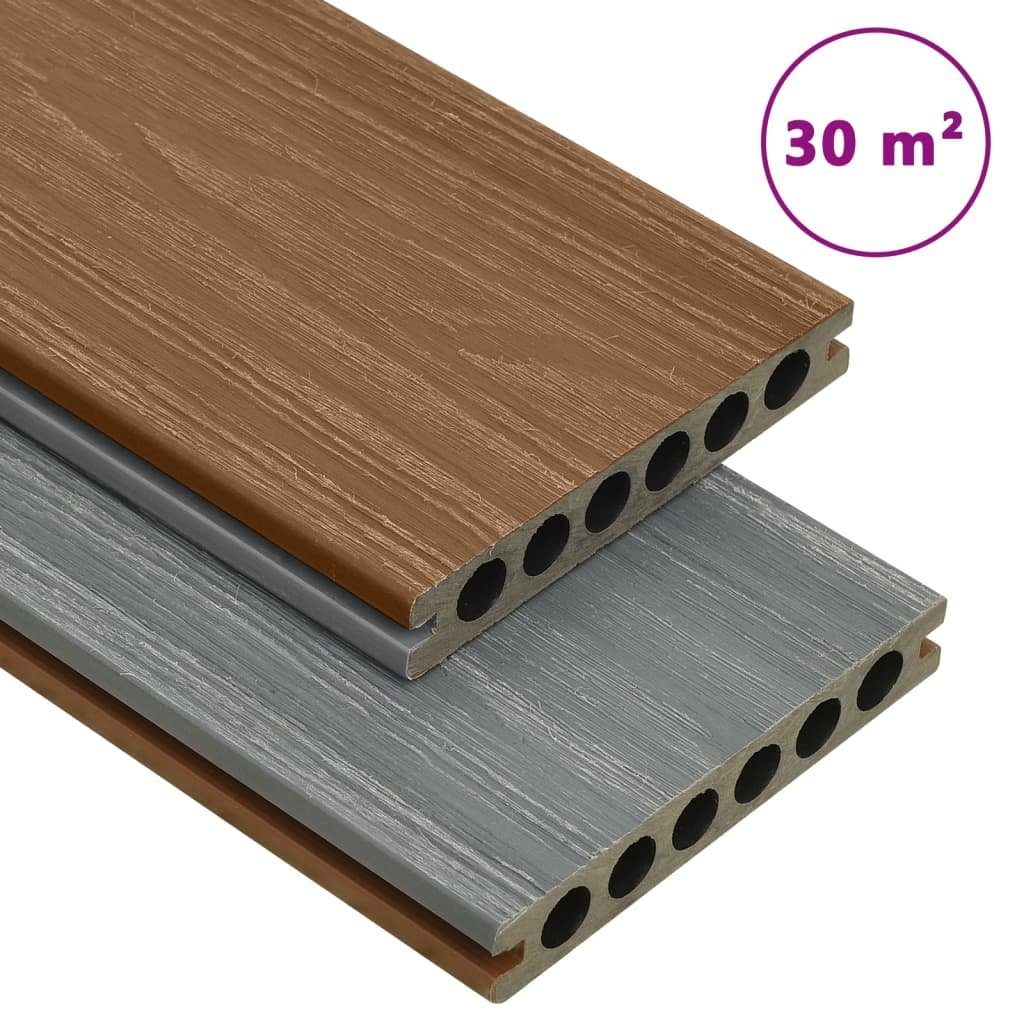 Teppichboden WPC Terrassendielen mit Zubehör Braun und Grau 30 m² 4 m, vidaXL
