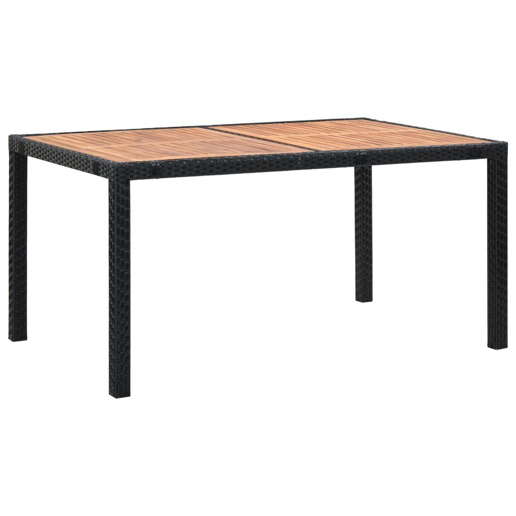 vidaXL Garten-Essgruppe 7-tlg. Garten-Essgruppe Poly Rattan Akazienholz Schwarz, (7-tlg)