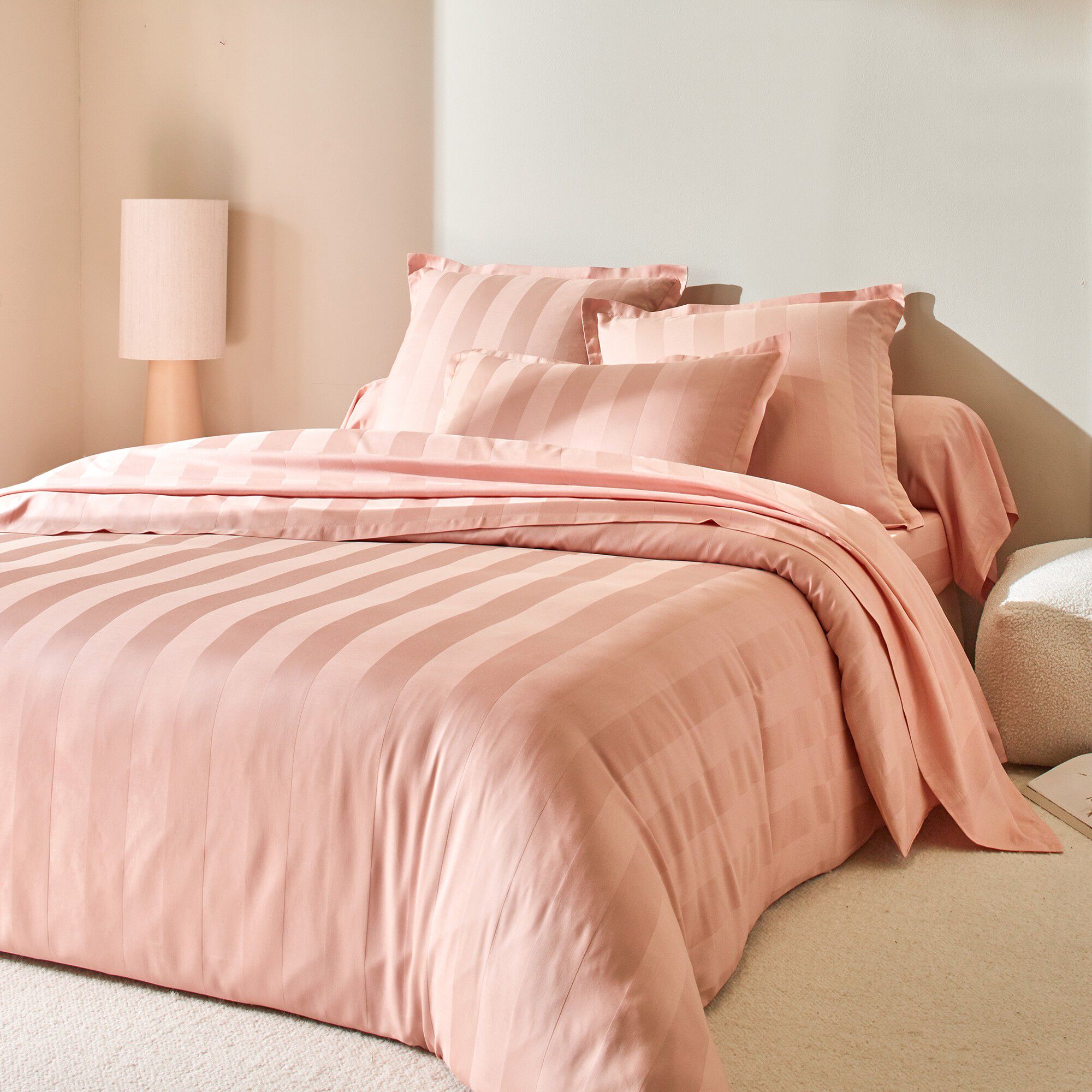 Linge de lit satin rayé