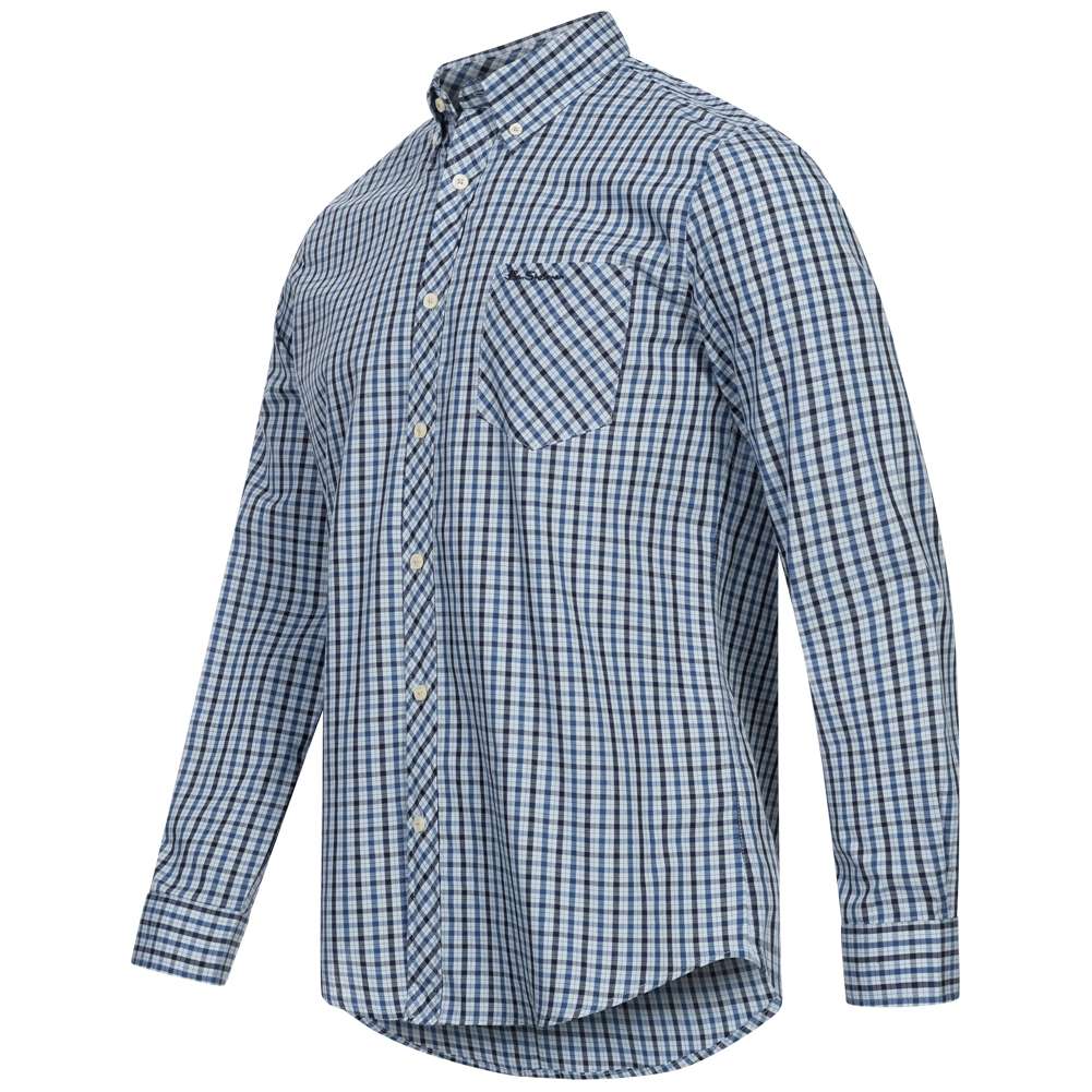 BEN SHERMAN Signature Herren Langarm Hemd 0076264-LIGHT BLUE