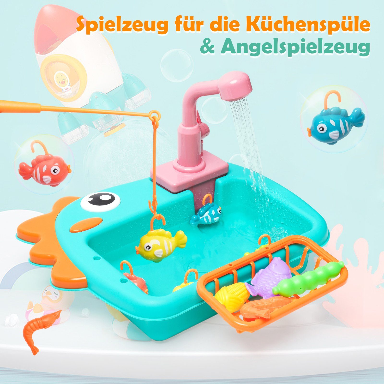 LBLA Lernspielzeug Küchenspüle Spielzeug Set mit Wasserfunktion, Weihnachtsgeschenk, Kinderwaschbecken Spielküche Waschbecken Rollenspiel für Kinder