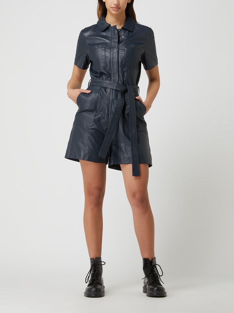 Playsuit aus Leder Modell 'Lara' in dunkelblau