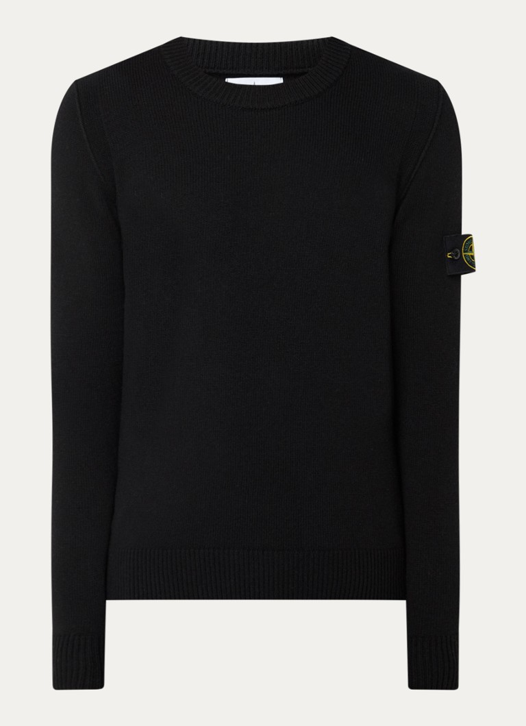 Stone Island 508A3 wool blend fine knit sweater with logo