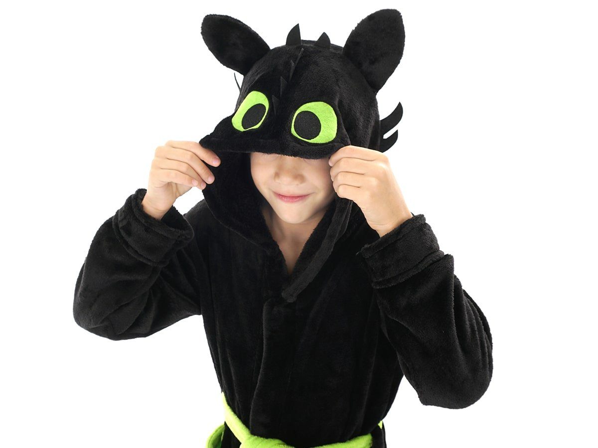 GalaxyCat Bademantel Ohnezahn Kinderbademantel mit Kapuze für Drachenzähmen leicht gemacht, Polyester, Bademantel, Gürtel, Gürtel, Ohnezahn Kinderbademantel