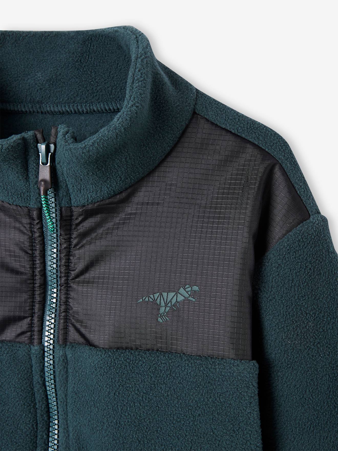 Sweat zippé en maille polaire garçon badge baleine en relief marine