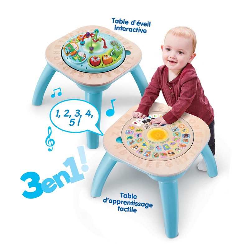 Table d'activités réversible nature 3 en 1 en bois FSC