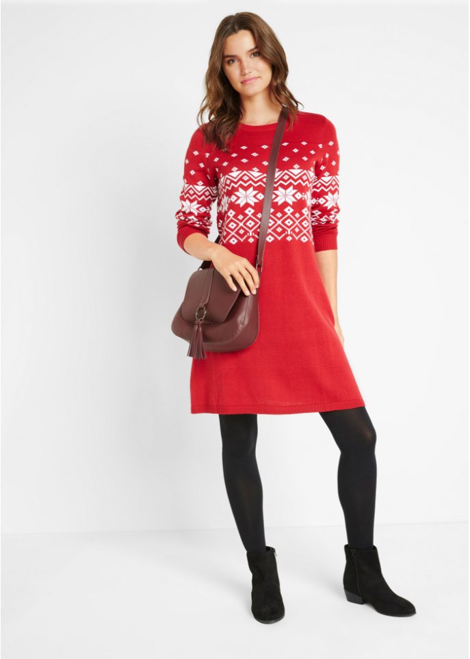 Ausgestelltes Strickkleid mit Norwegermuster