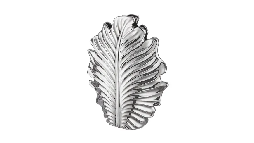 GILDE Vase Blatt Monstera H=38cm Silberfarben