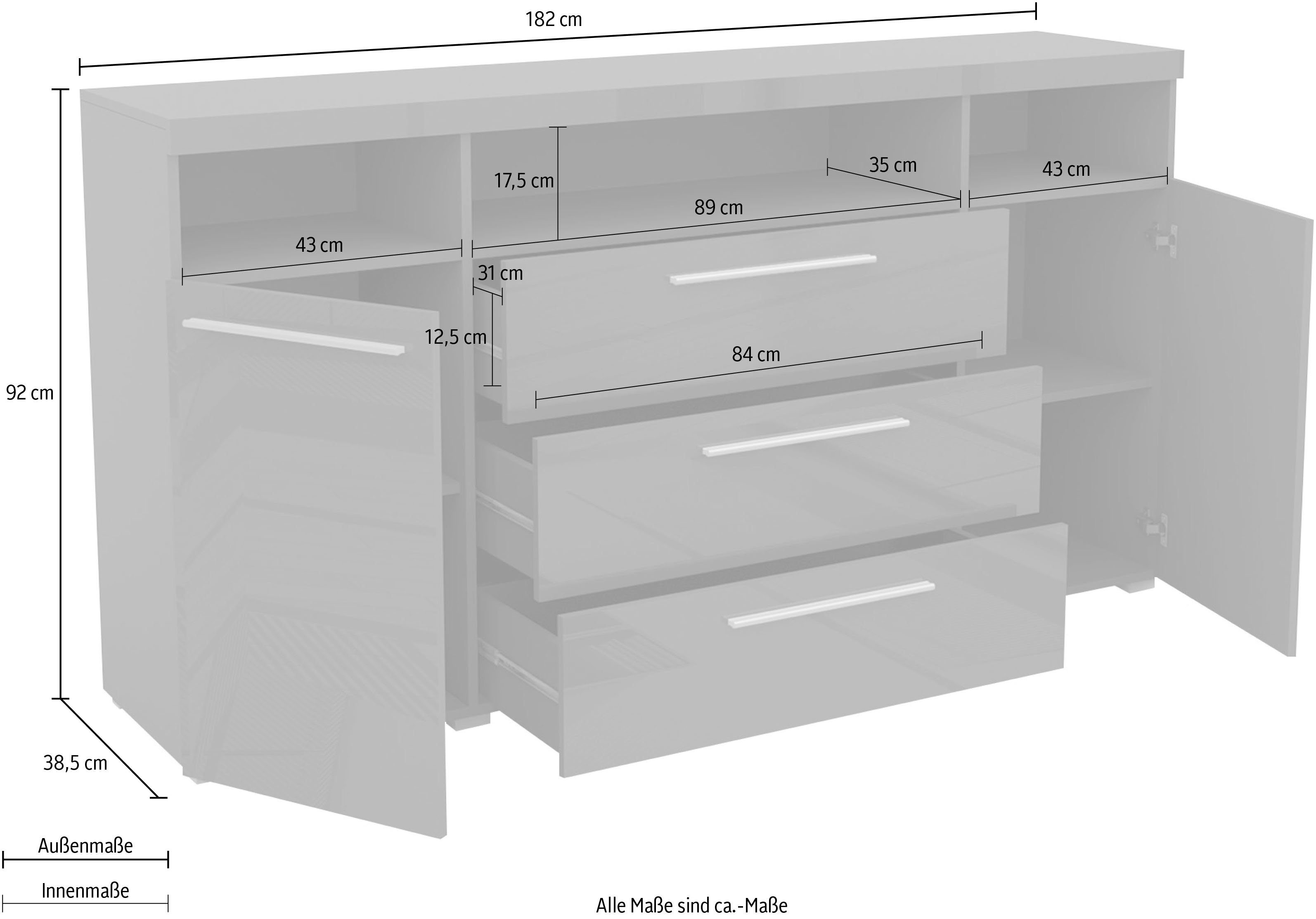 Helvetia Sideboard India, Breite 182 cm