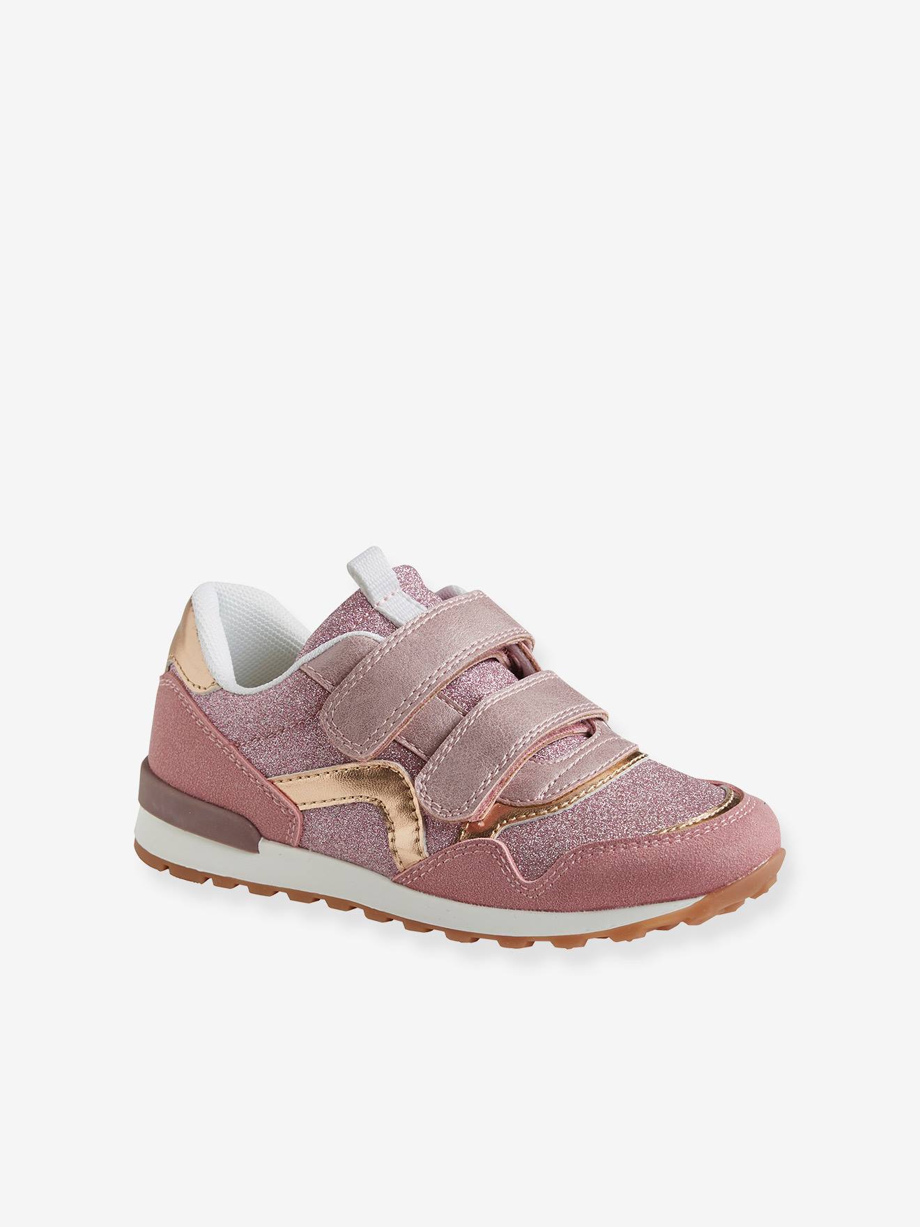 Baskets scratchées fille esprit running rose clair