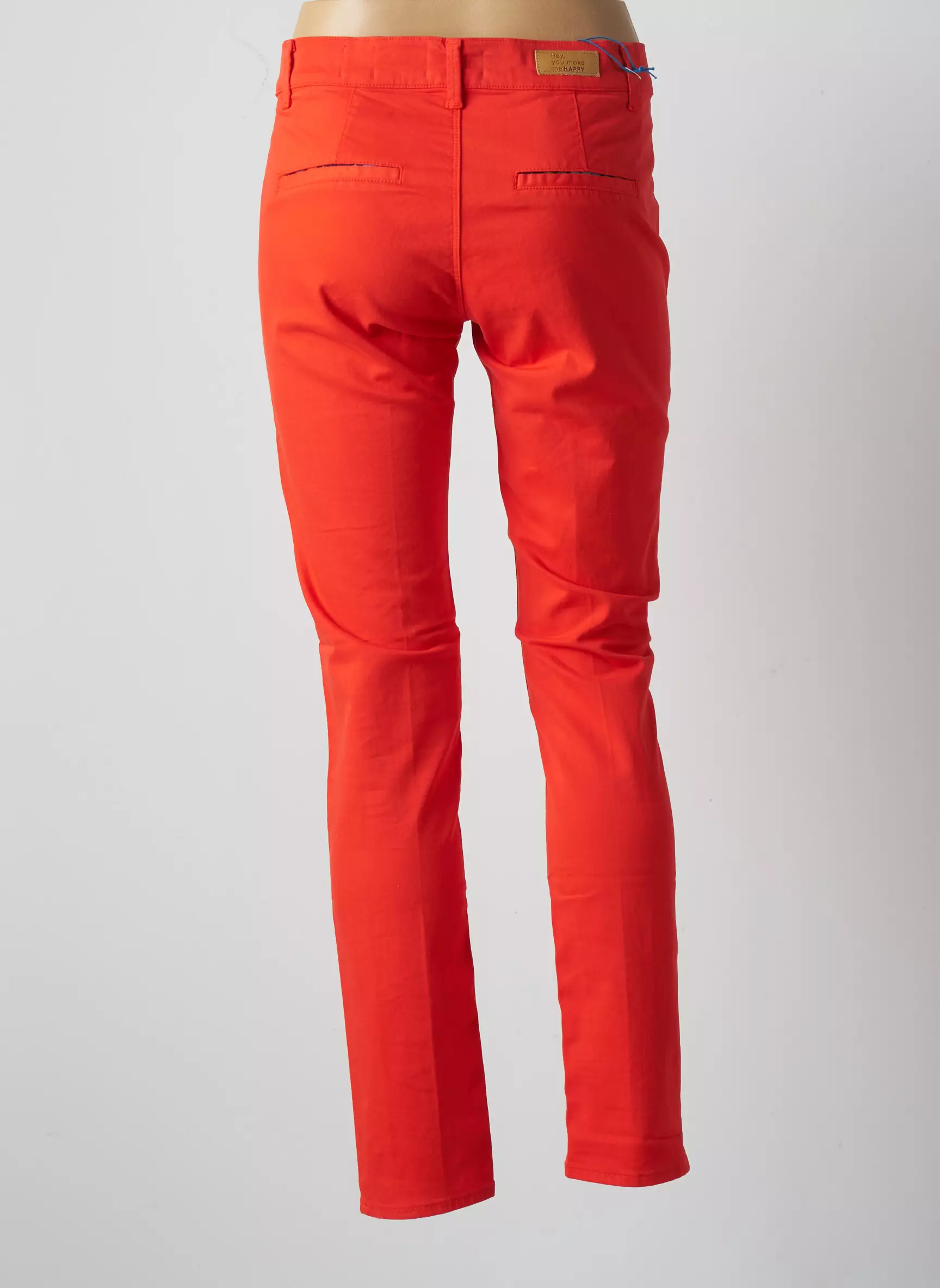 Happy Pantalons Chino Femme couleur orange