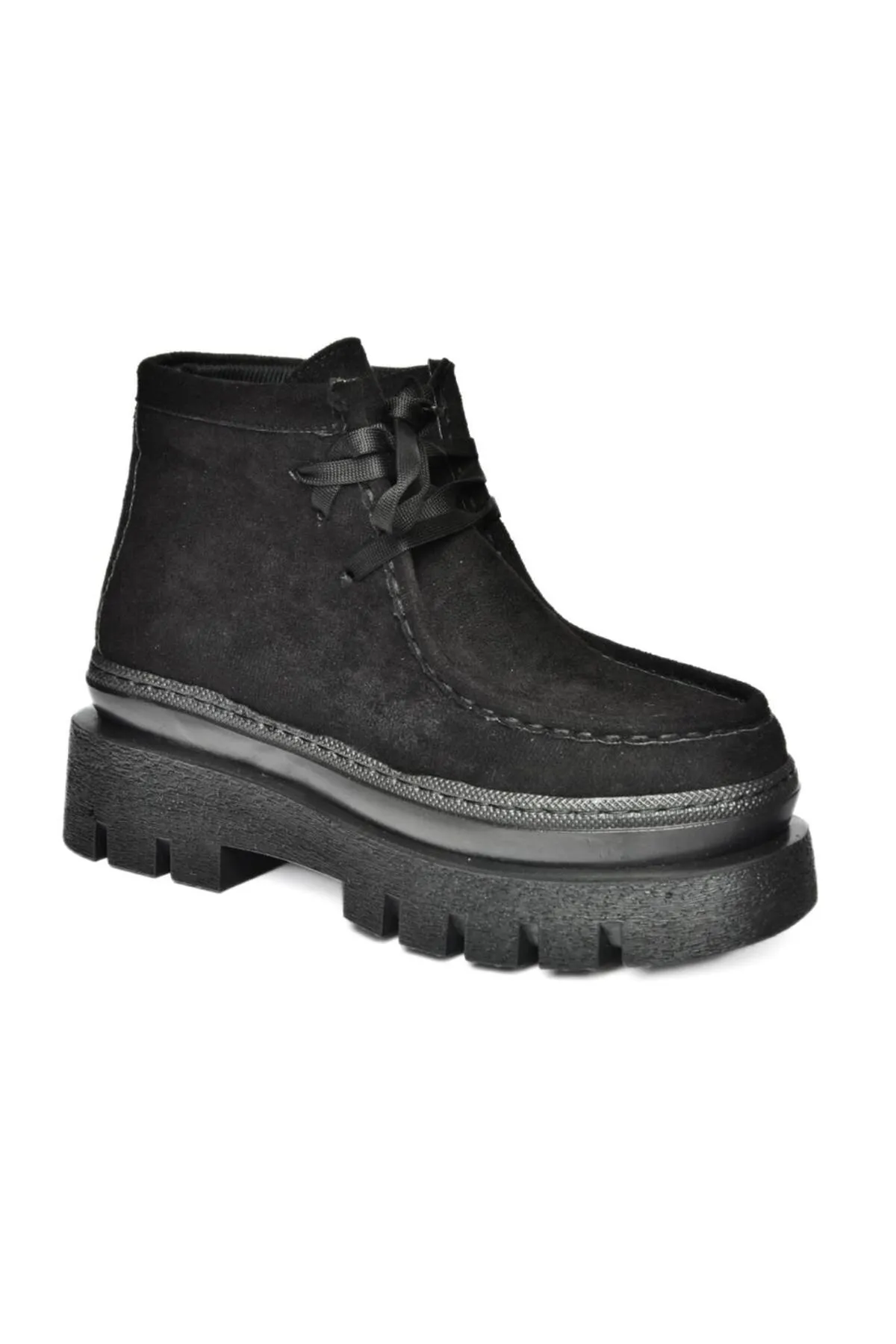 Fox Shoes  R267310202 Damenschuhe aus schwarzem Wildleder mit dicken Sohlen