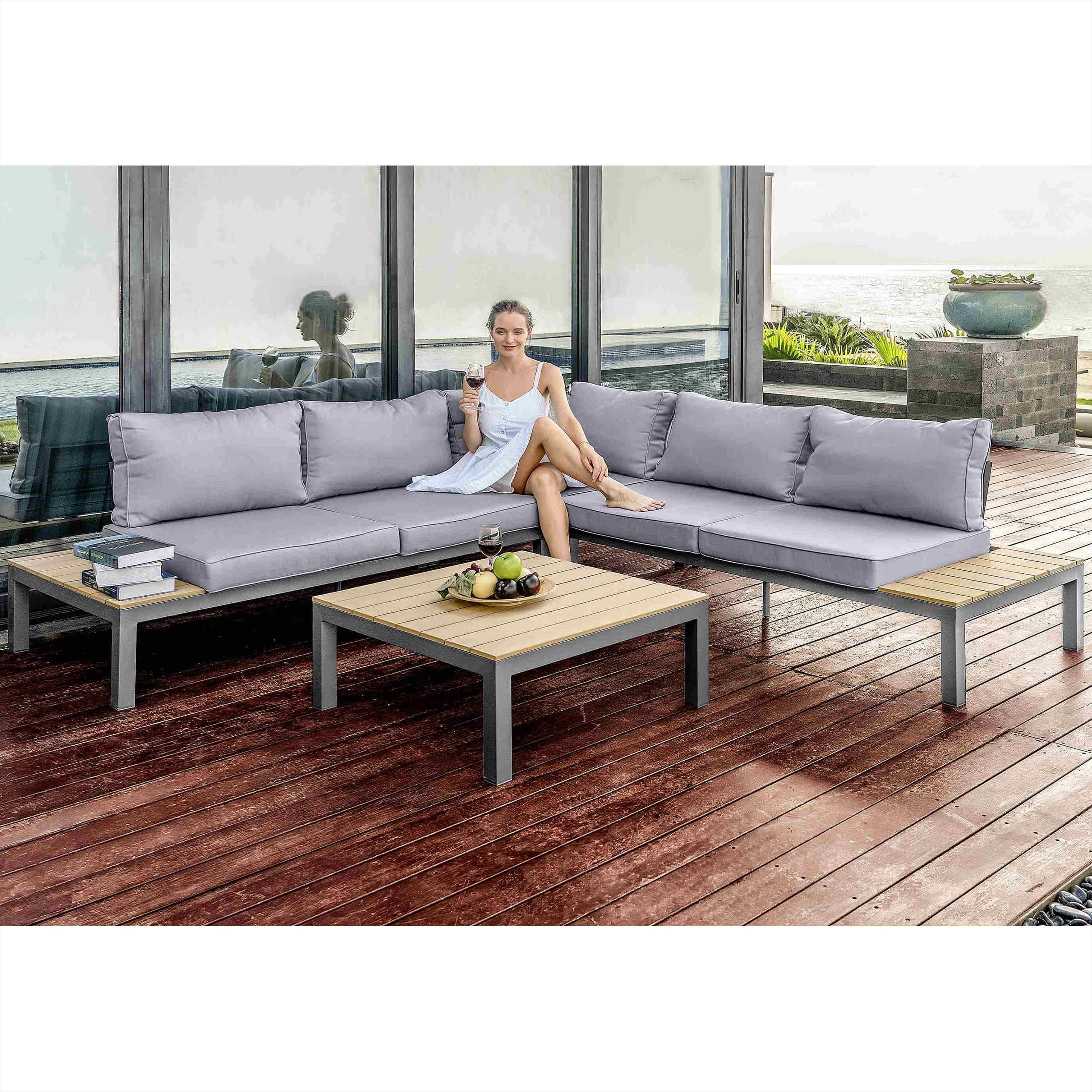 Raburg Loungeset XXL Gartenlounge SUNDAY, verschiedene Ausführungen, (Set, Essgruppe 4-tlg., 3 Sofaelemente & 1 Tisch), variabel & flexibel, bis 5 Personen