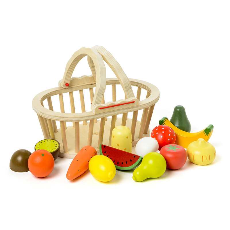 Panier de 13 fruits et légumes en bois Oxybul