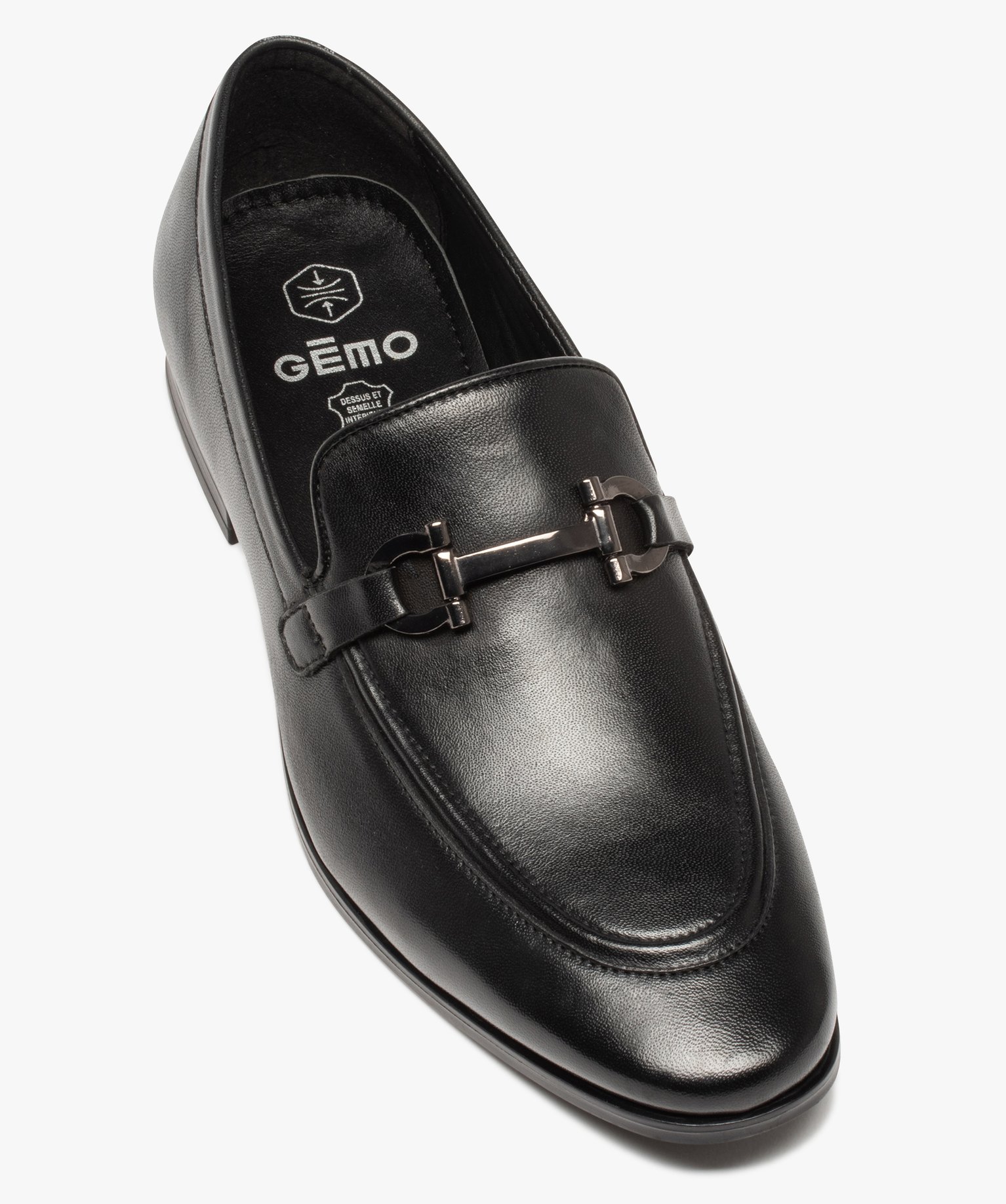 Mocassins homme style loafers dessus cuir uni noir | GEMO