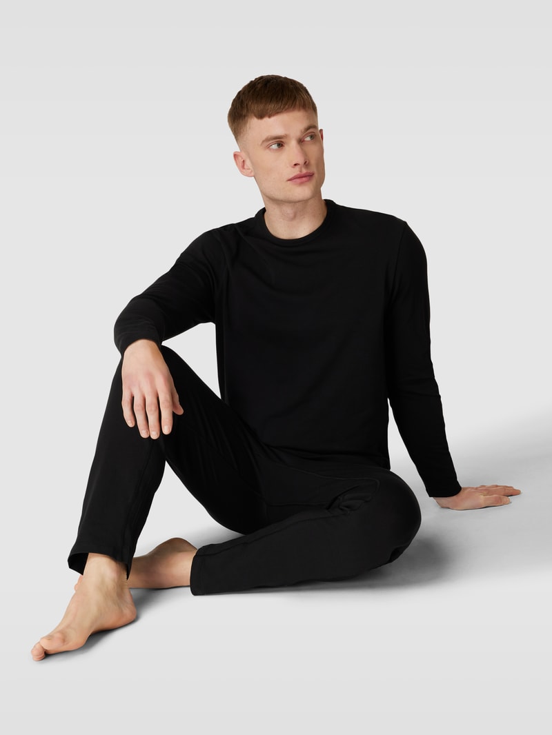 Pyjama-Hose mit Label-Details in schwarz