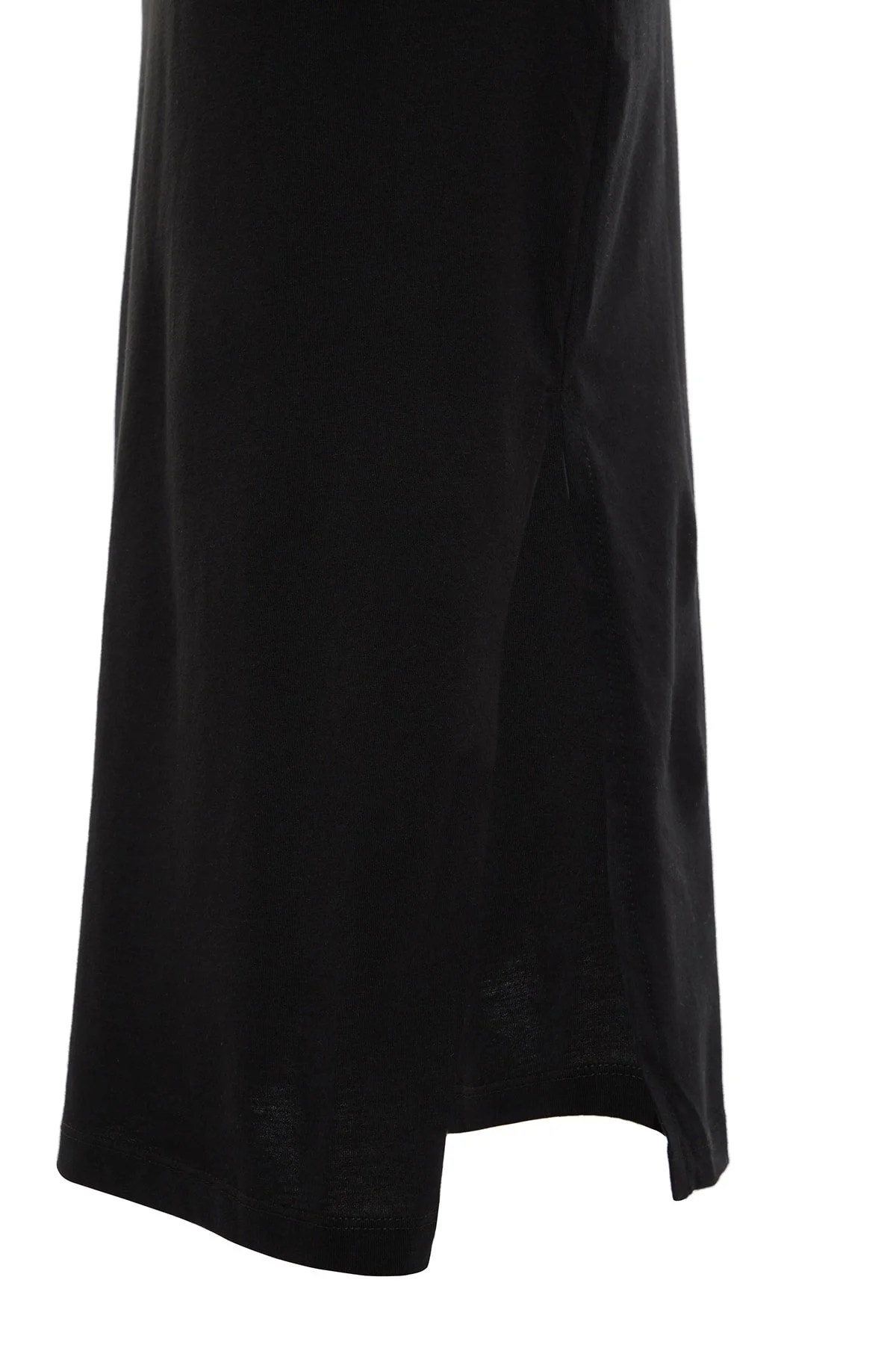 Trendyol Collection  Schwarzes, tailliertes Midi-Bleistiftkleid aus 100 % Baumwolle mit Schlitz und Bindedetail TWOSS21EL0404