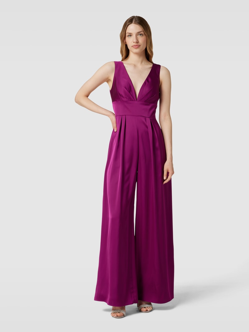 Jumpsuit mit V-Ausschnitt in fuchsia