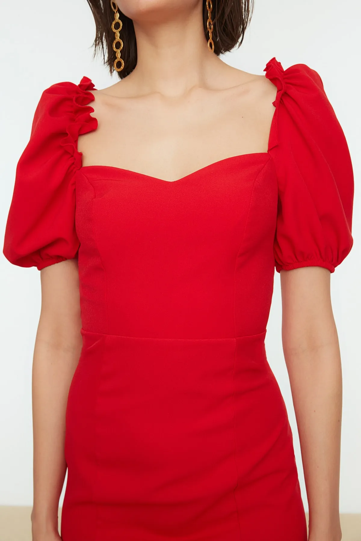Trendyol Collection  Rot gefüttertes, gewebtes, elegantes Abendkleid TPRSS21EL0053