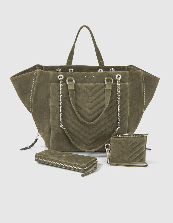 Sac cabas LE 1440 KAKI matelassé chevrons femme
