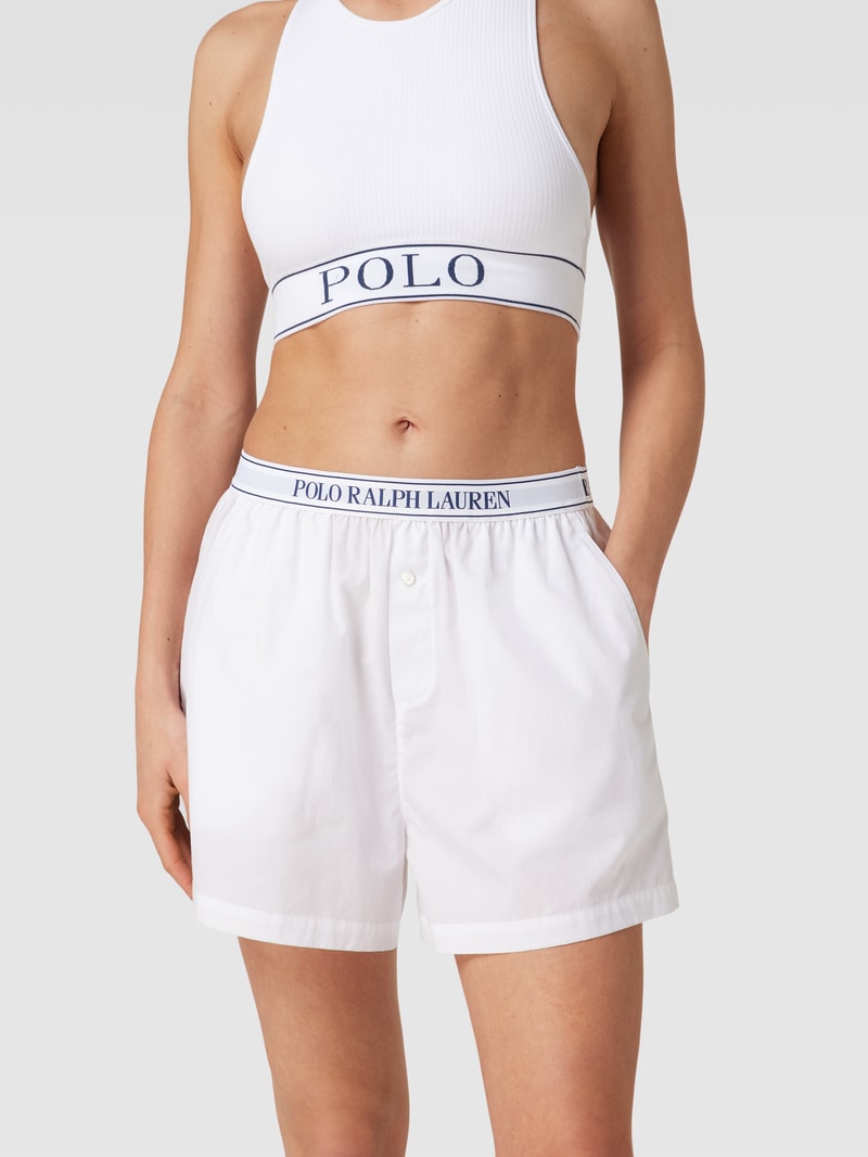 Pyjama-Shorts mit elastischem Logo-Bund in weiß