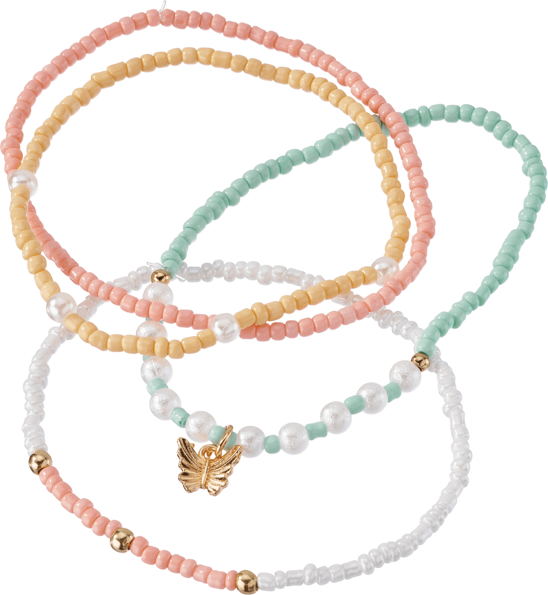 Armbänder elastisch mit Perlen, 4 St