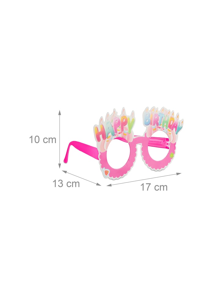 relaxdays Partybrillen Happy-Birthday 6er Set in Bunt günstig kaufen onesize