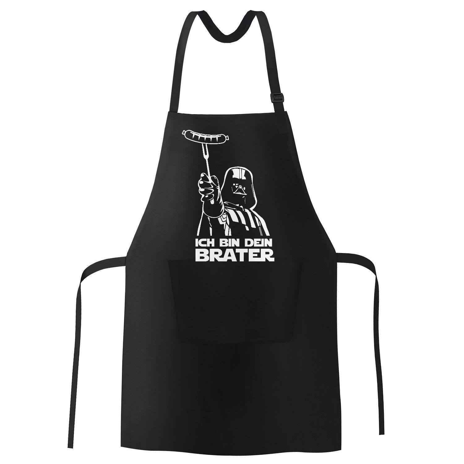 MoonWorks Grillschürze Grill-Schürze für Männer mit Spruch Ich bin dein Brater Baumwoll-Schürze Kochschürze Grillen Barbecue BBQ Fleisch Sommer Moonworks®, mit kreativem Aufdruck