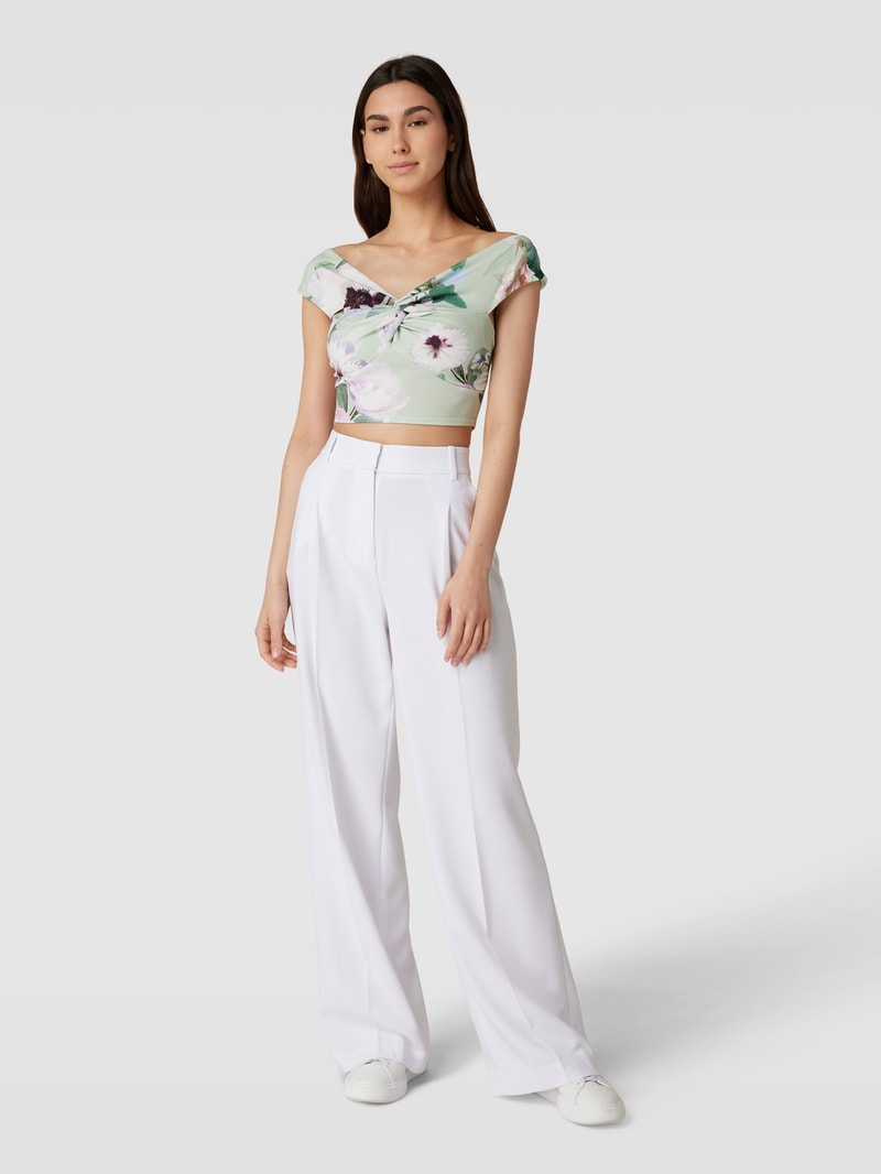 Cropped T-Shirt mit V-Ausschnitt in mint