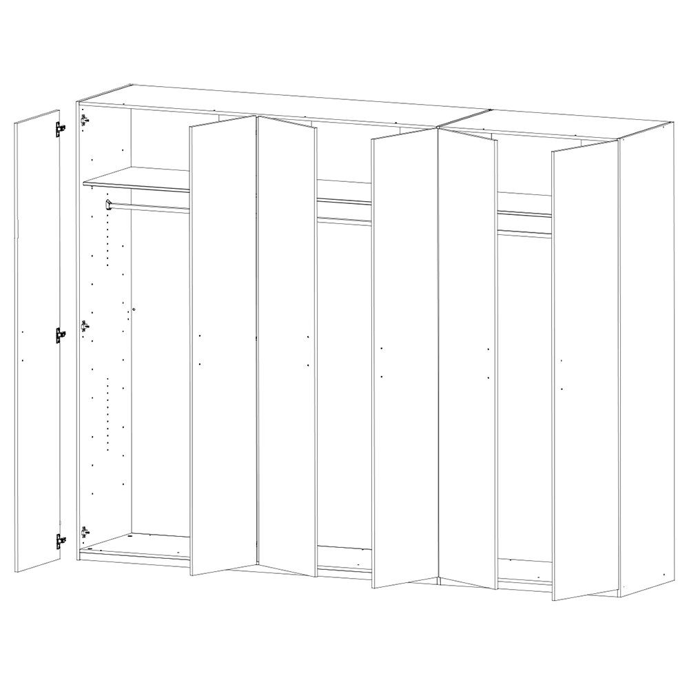 Lomadox Schlafzimmer-Set CROPANI-43, (Spar-Set, 4-St), mit Bett 160x200cm, Kleiderschrank 6-teilig 270cm, weiß