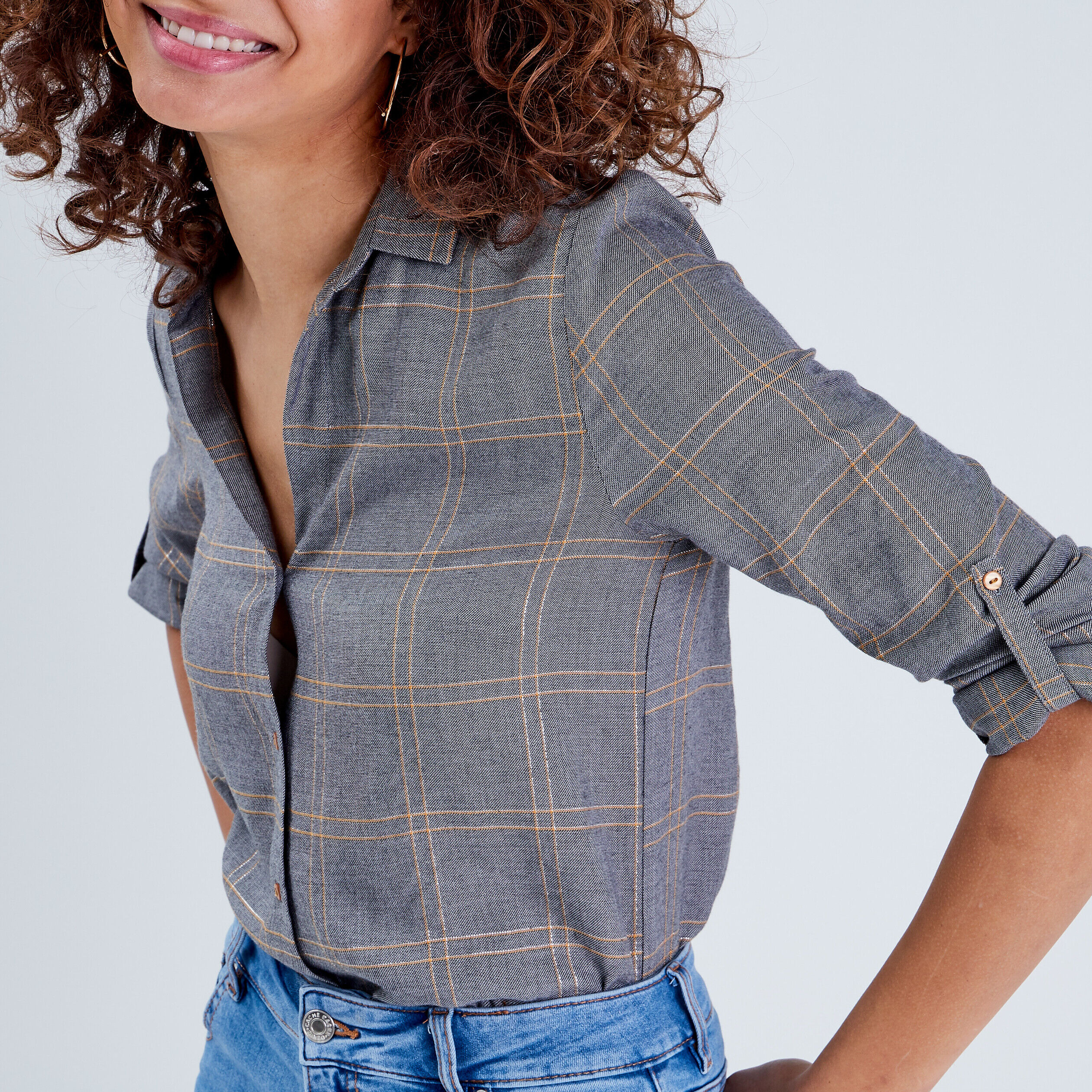 Chemise manches longues bleu marine femme | Cache Cache