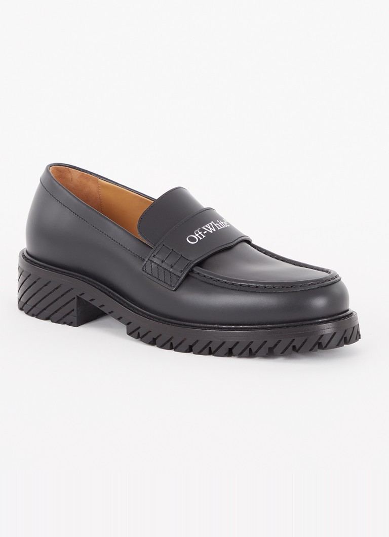 Mocasini din piele alb-gălbui cu logo