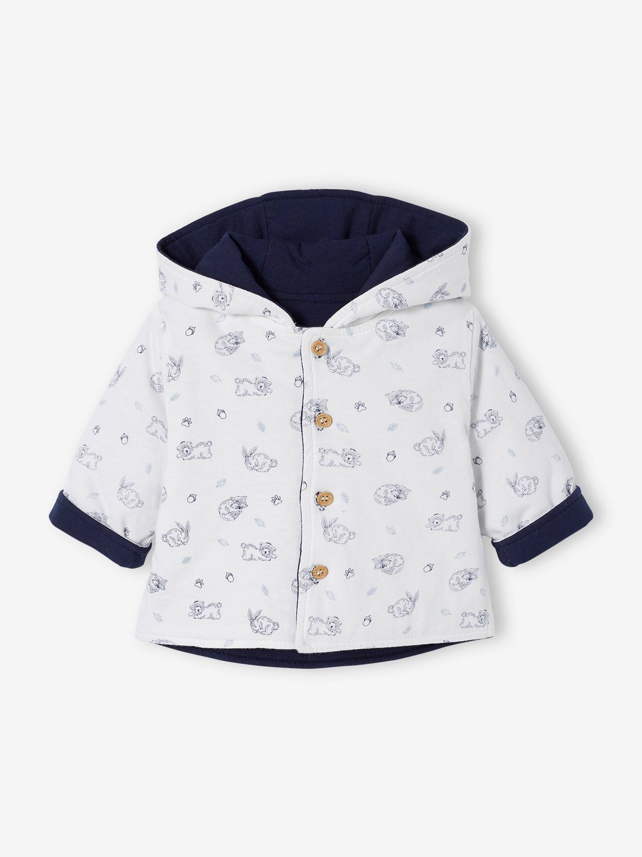 Veste réversible bébé à capuche ivoire