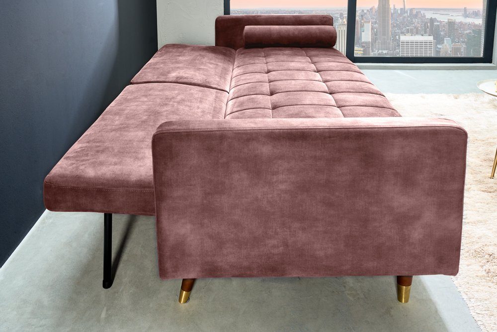 riess-ambiente Schlafsofa COUTURE 196cm altrosa / braun, Einzelartikel 1 Teile, Wohnzimmer · Microvelours · Bettfunktion