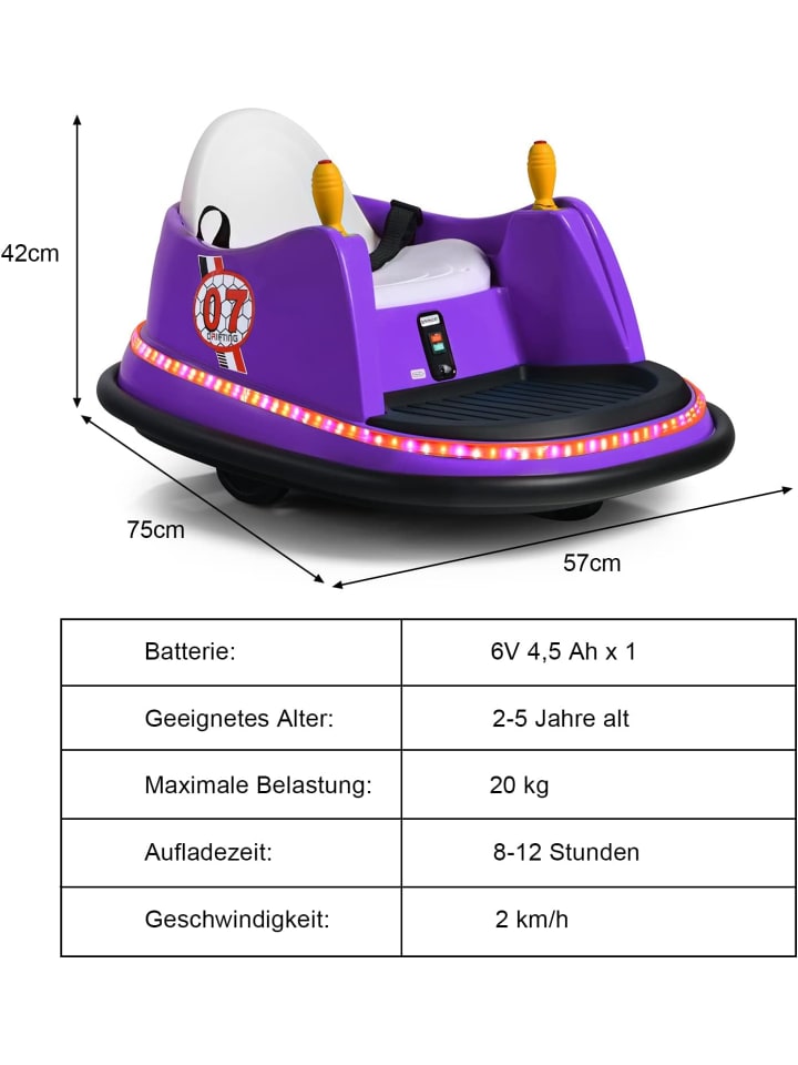 COSTWAY 6V Autoscooter mit Fernbedienung in Lila günstig kaufen onesize