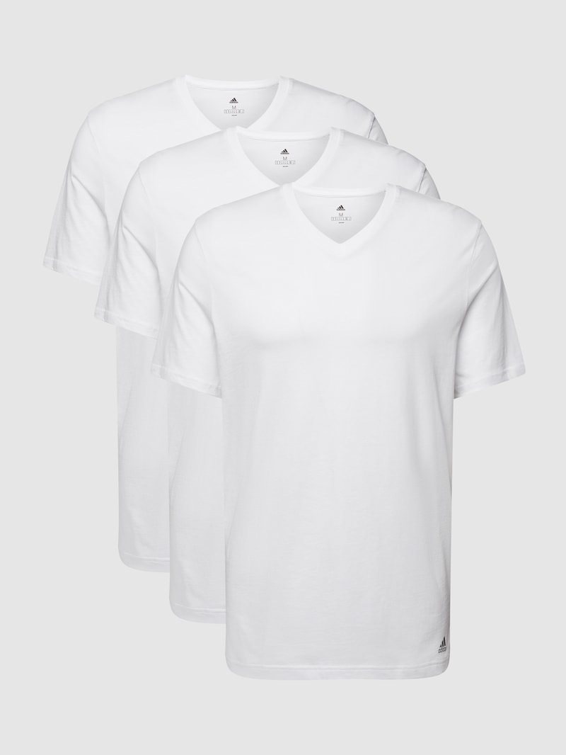 T-Shirt mit Label-Print im 3er-Pack in weiß
