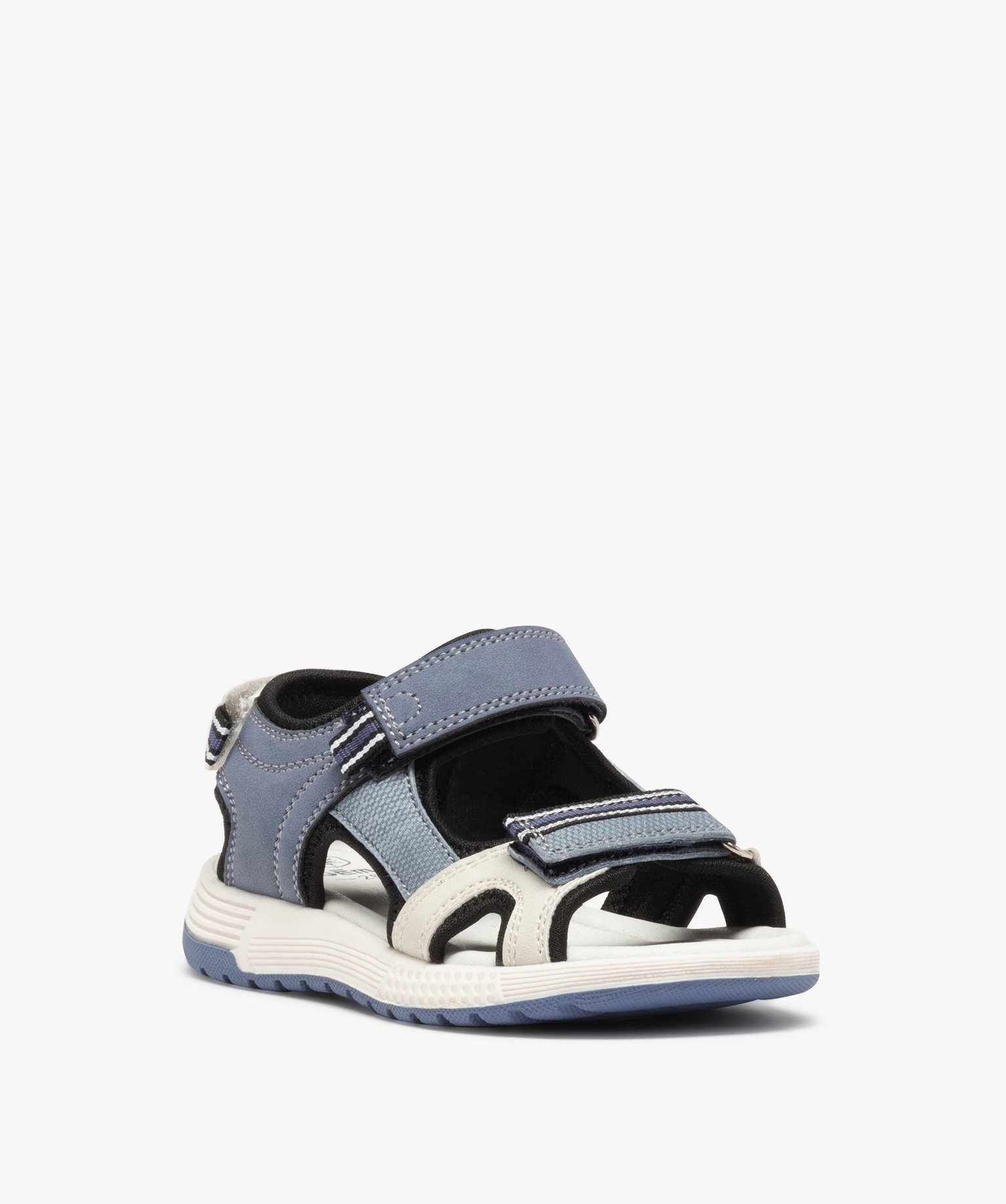 Sandales sport Garçon bicolores à brides scratch bleu | GEMO