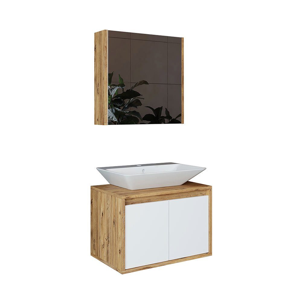 Roomart Badmöbel-Set, (Roomart Badezimmer Möbel Set ATLANTIC in 4 Farben 65 cm Badmöbel)
