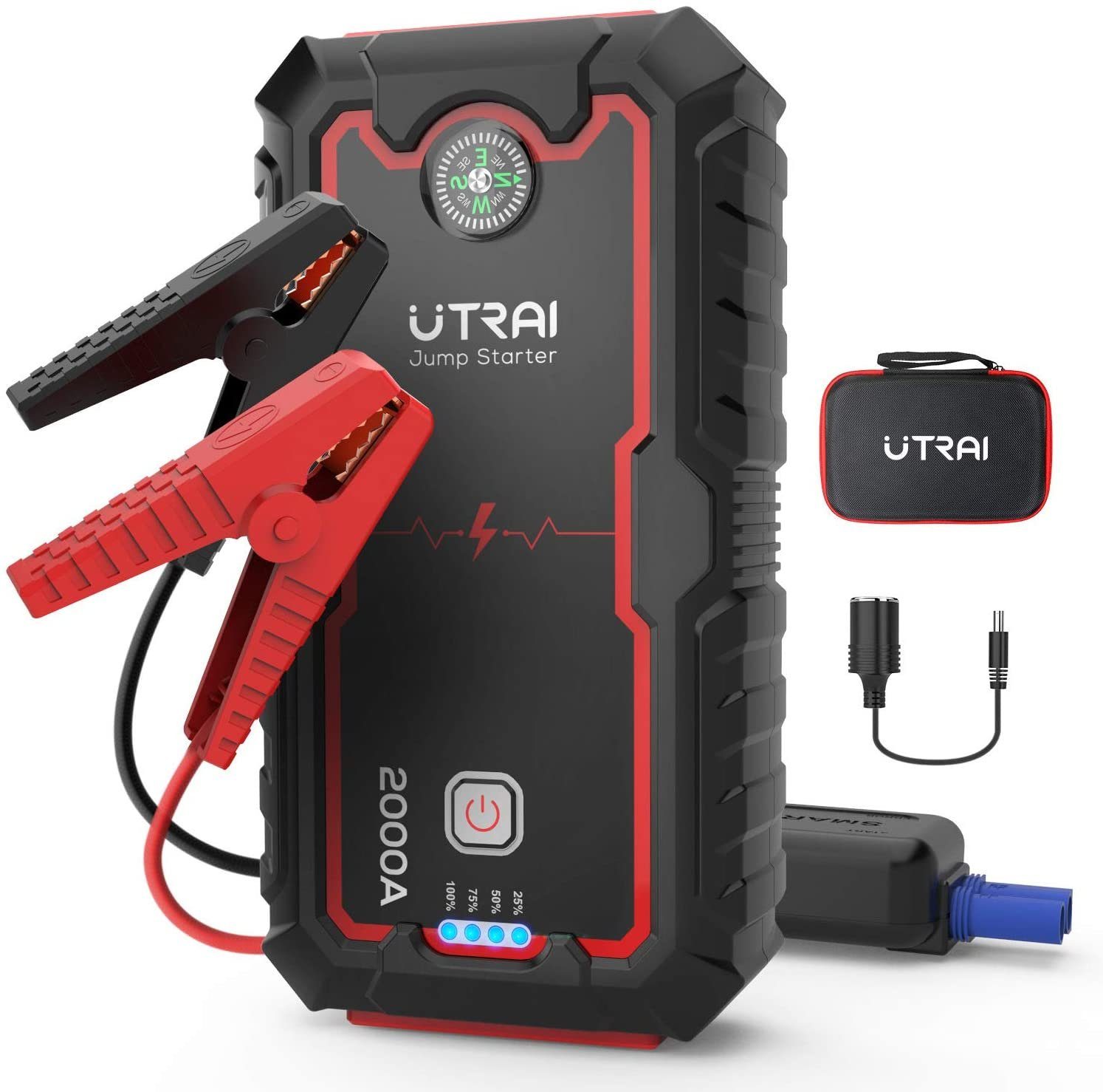 UTRAI JStar One Starthilfegerät JStar 1 (12 V), Auto-Starthilfe 2000 A 12-V tragbares Starthilfepaket mit LED-Licht
