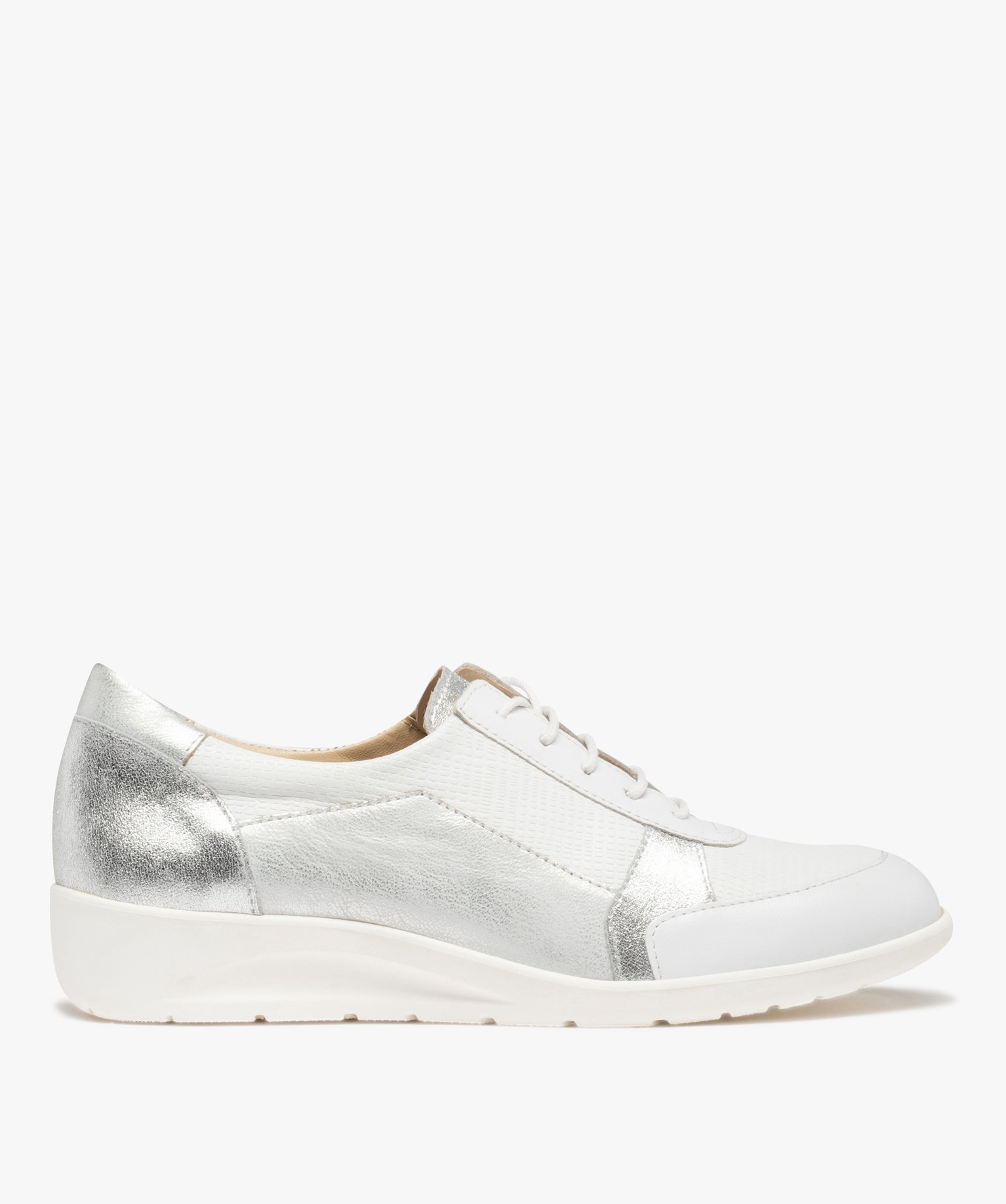 Derbies femme confort style baskets en cuir blanc | GEMO
