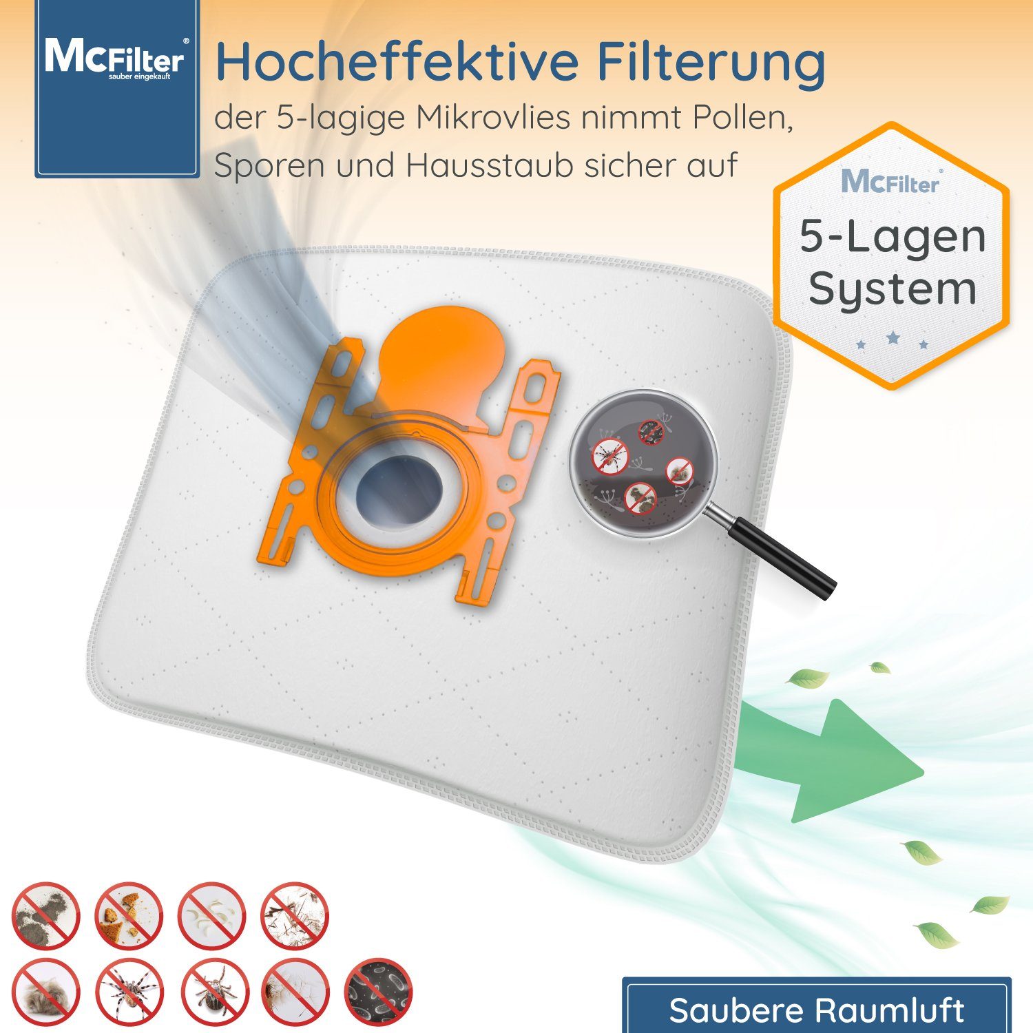 McFilter Staubsaugerbeutel, passend für Siemens Plus Limited Edition iQ300 VSP3AAAA Staubsauger, 20 St., 5-lagiger Staubbeutel mit Hygieneverschluss, inkl. Filter