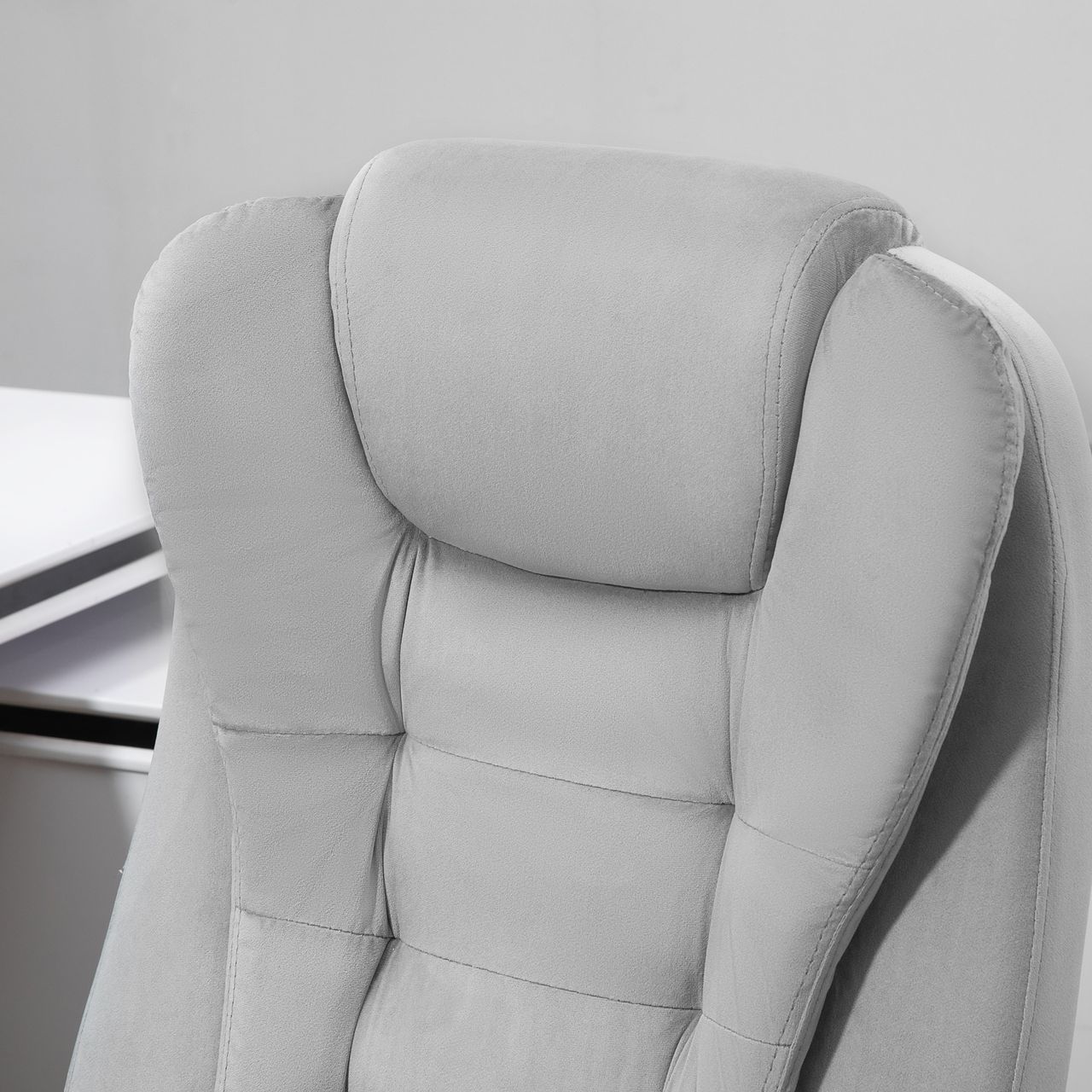 Vinsetto Massage Sessel, Bürostuhl mit Massagefunktion, Gaming Stuhl, höhenverstellbarer Chefsessel, ergonomischer Drehstuhl, PU-Räder, Grau, 67 x 74 x 107-116 cm