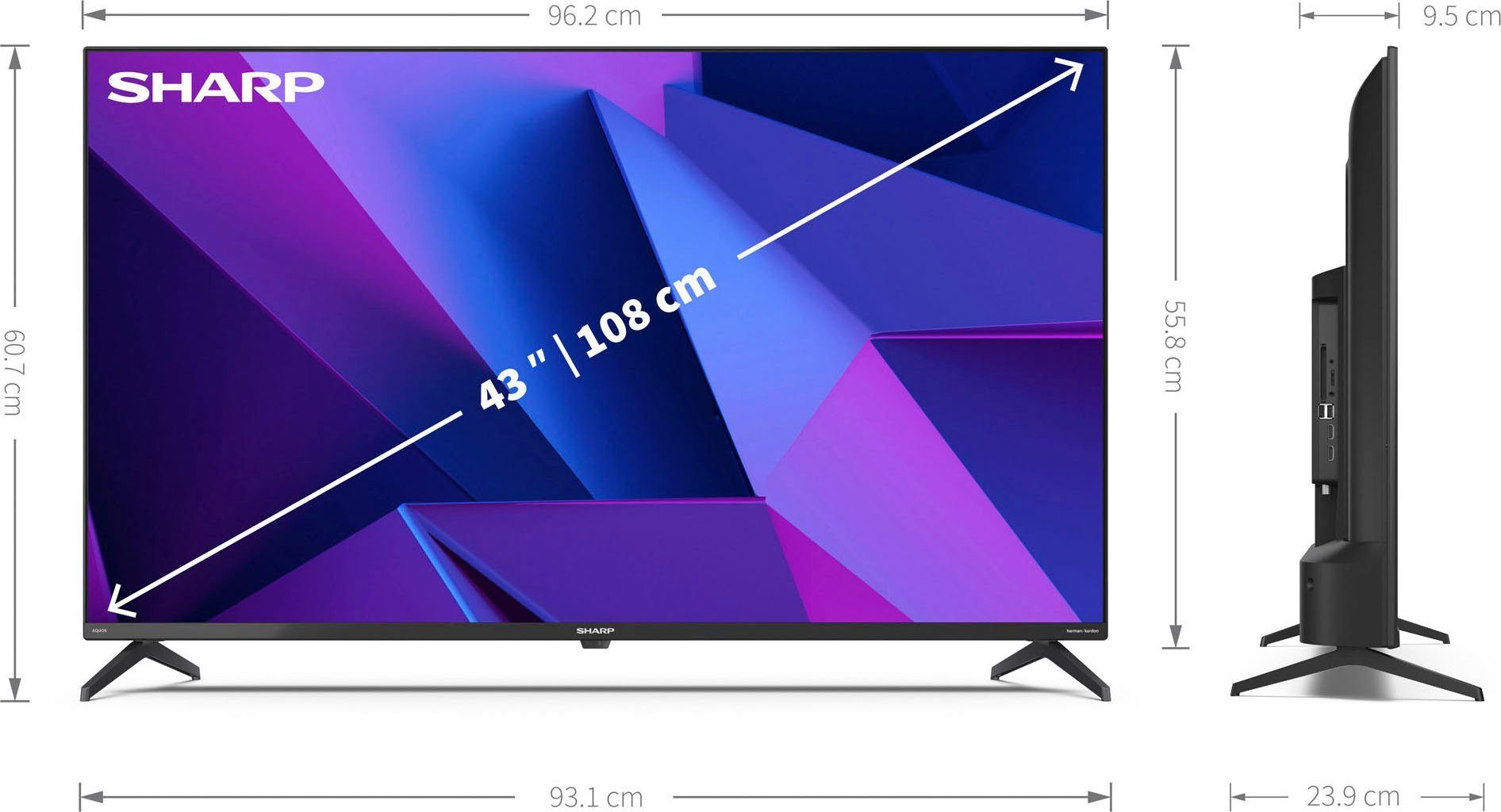 Sharp 4T-C43FNx LED-Fernseher (108 cm/43 Zoll, 4K Ultra HD, Android TV, Smart-TV)