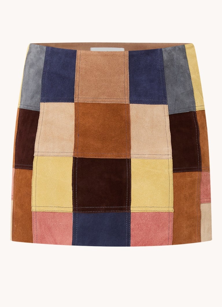jupe mini en daim Rosalia de ba&sh avec patchwork