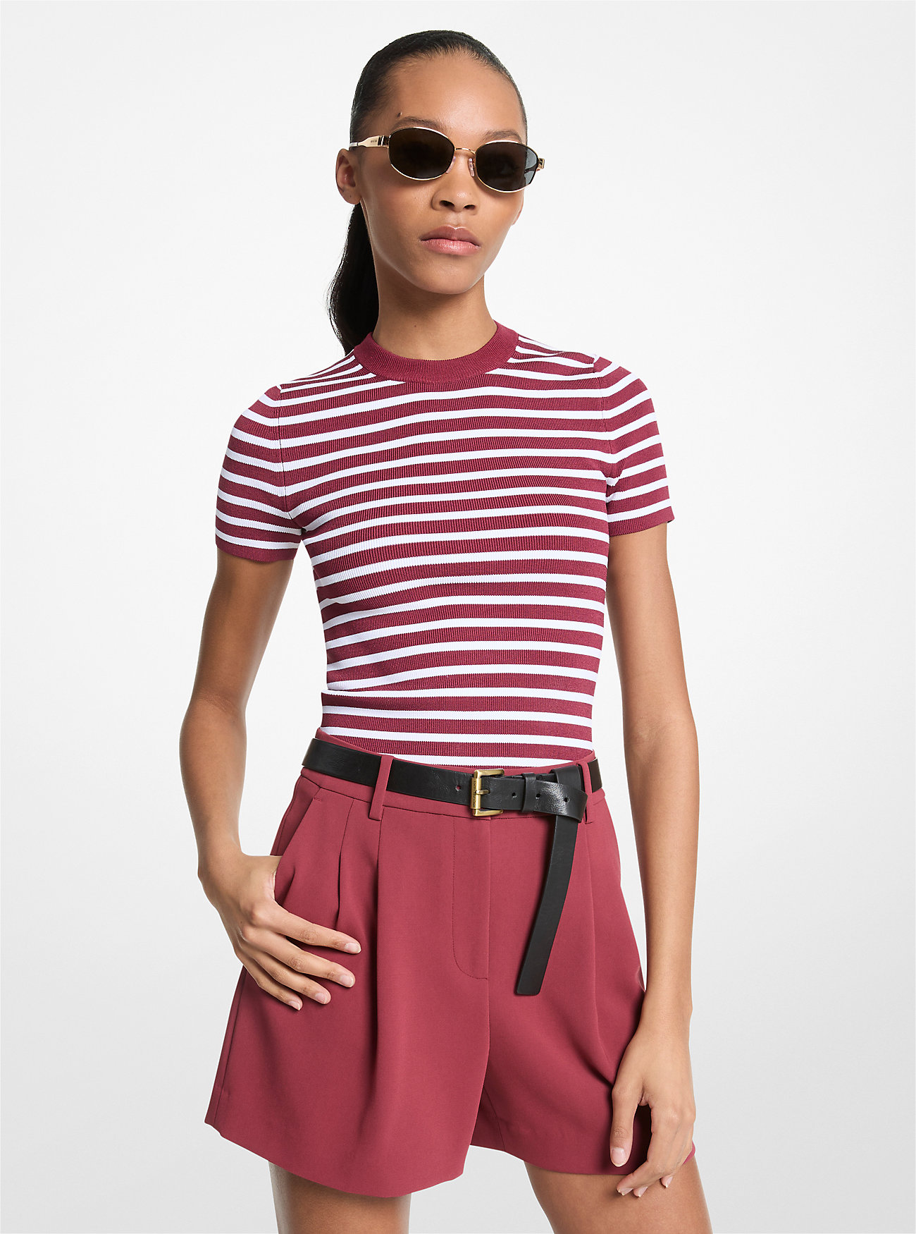 BTTN Herreblazer, Stripete Ribbet Genser, Plisset Shorts, Romee Satchel, Indy Fisherman, Cord Charm, Flekkete Cord Charm, Monte Carlo Solbriller - KASTANJE