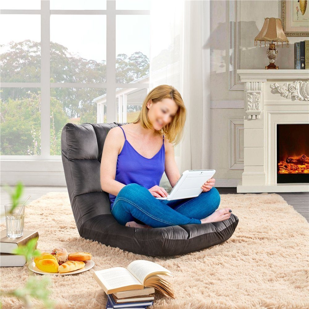 Yaheetech Relaxsessel, Bodensessel Faltbar, Lazy Sofa, Lesesessel für Zuhause
