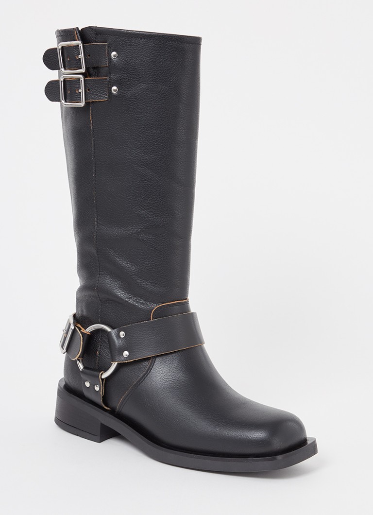 Dune London  Totoe laars van leer met gespdetail