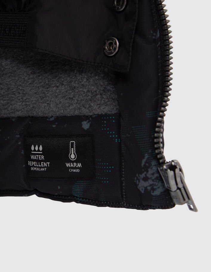 Parka noire à imprimé graphique garçon